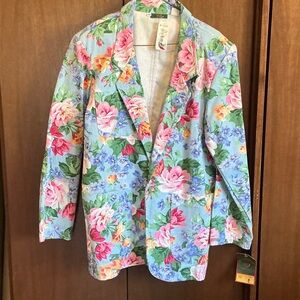 Vintage Willowbend Floral Women's Blazer with Pink and Blue Accents NWT